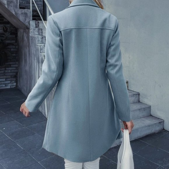 double breasted overcoat pea coat baby blue pastel - Picture 3 of 16